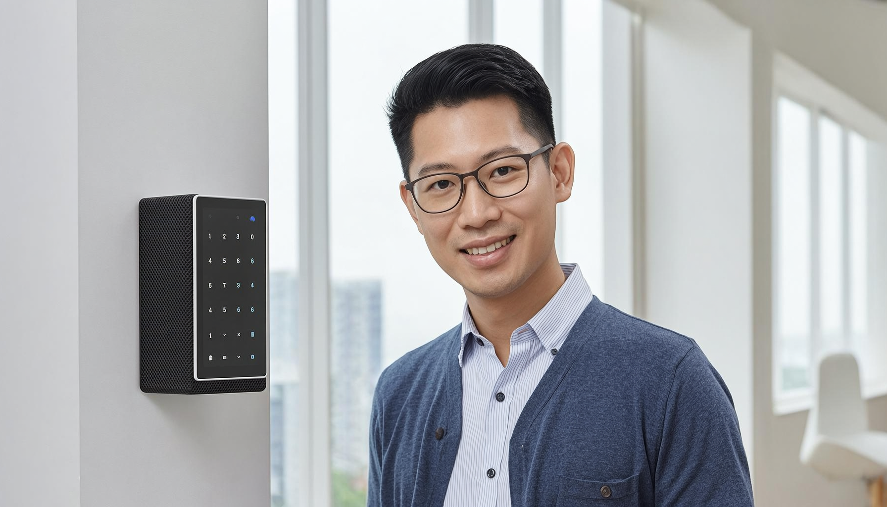 Hệ thống an ninh thông minh với camera giám sát và cảm biến cửa
